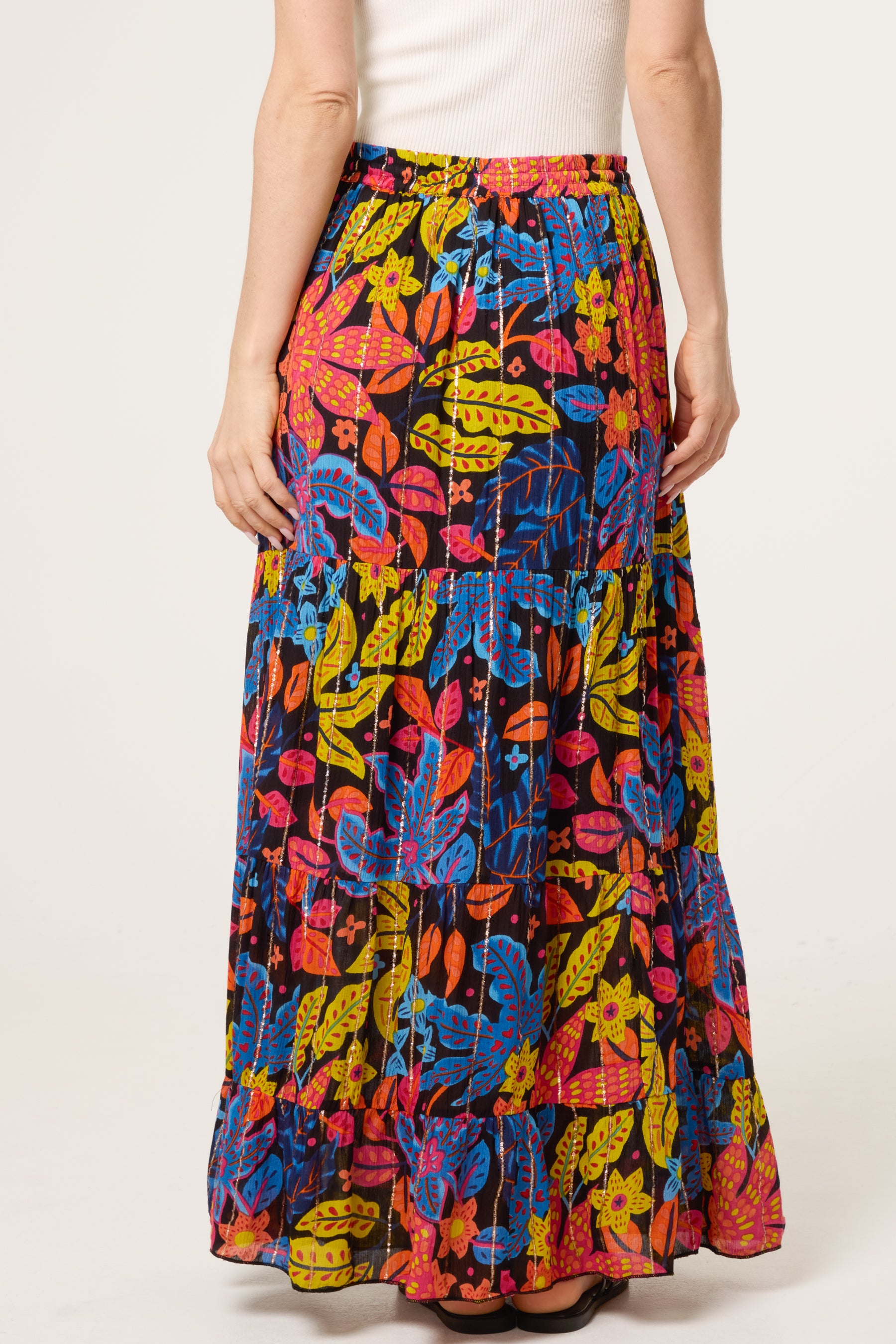 Metallic Detail Floral Skirt