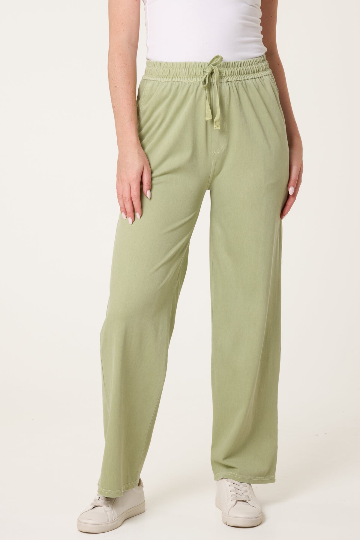 Front Tie Elastic Waist Trouser