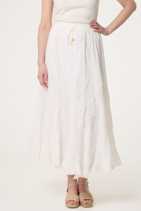 Panelled Overlocked Maxi Skirt