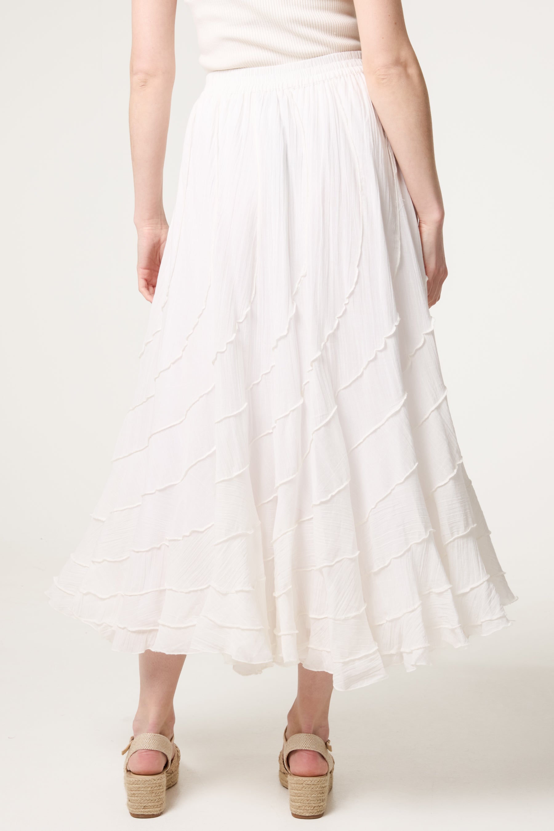 Panelled Overlocked Maxi Skirt