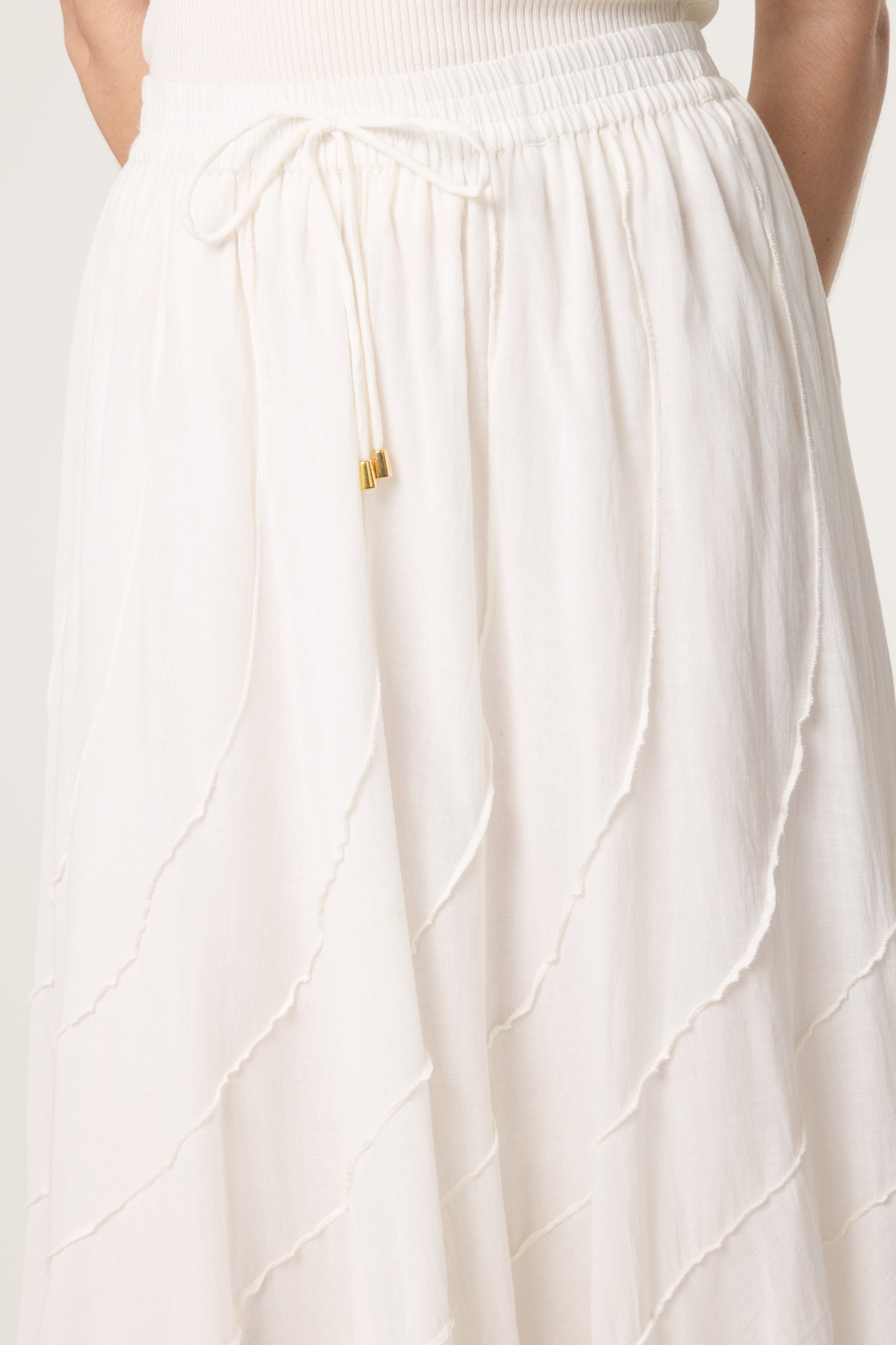 Panelled Overlocked Maxi Skirt