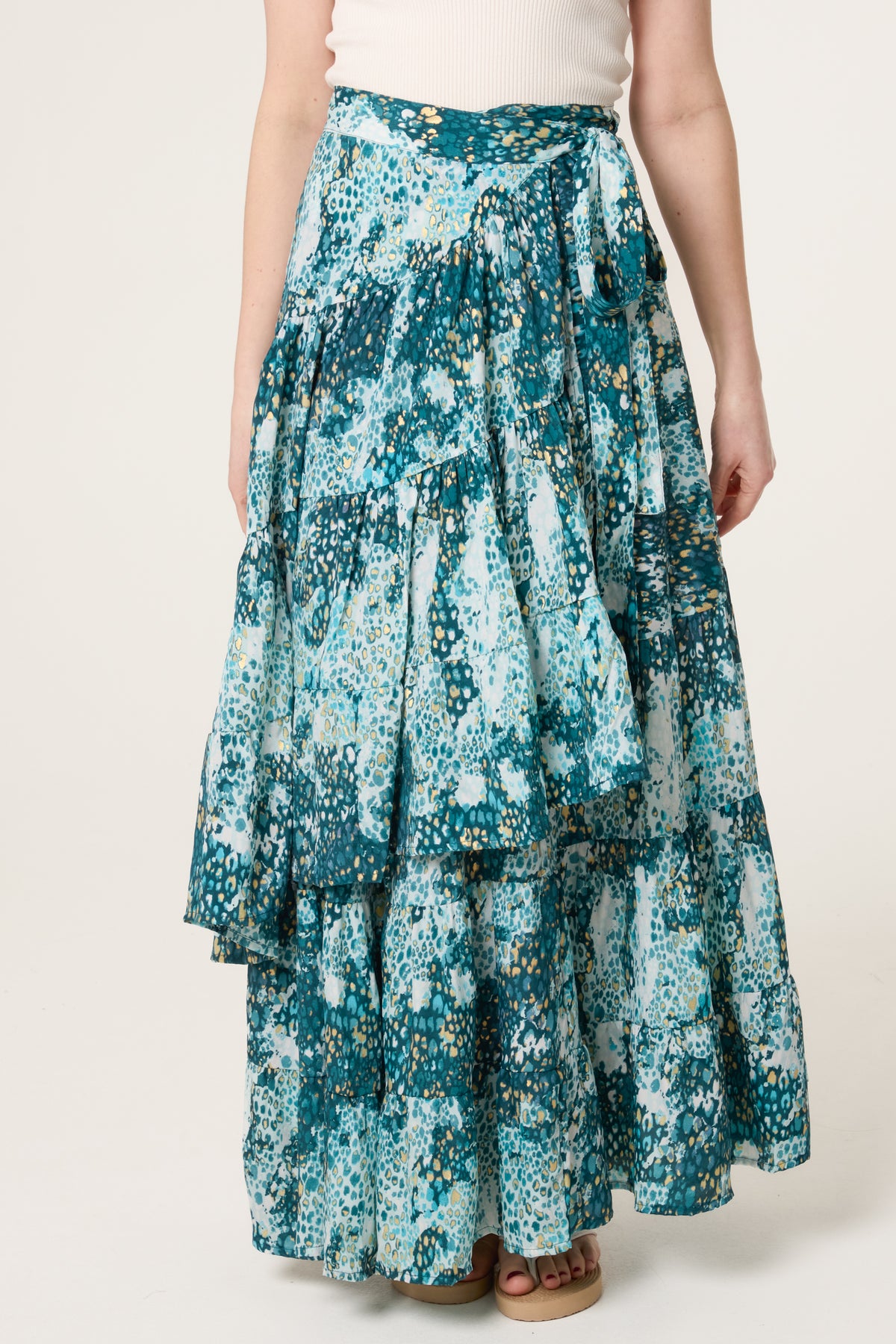 Leopard Inspired Wrap Maxi Skirt