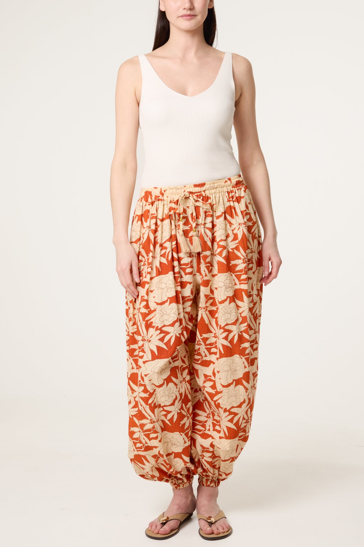Floral Pattern Balloon Trousers