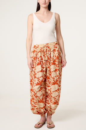 Floral Pattern Balloon Trousers