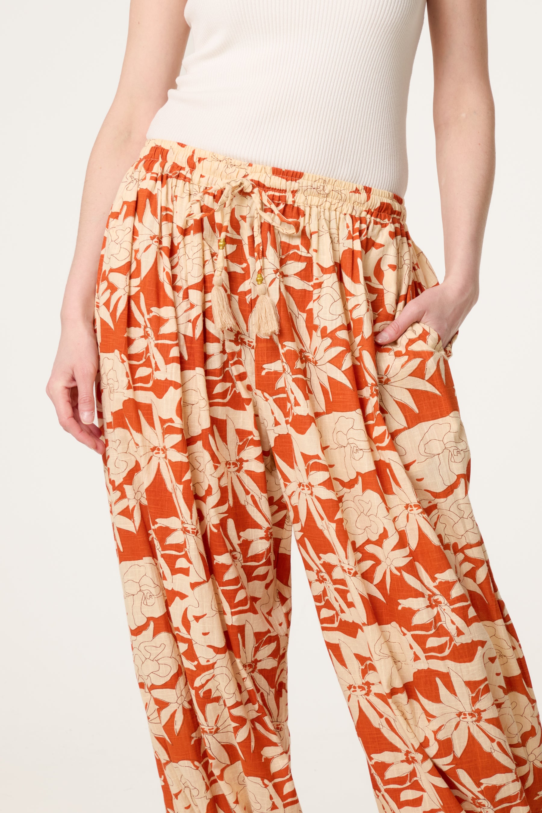 Floral Pattern Balloon Trousers