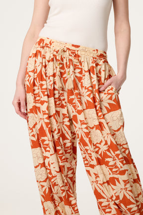Floral Pattern Balloon Trousers