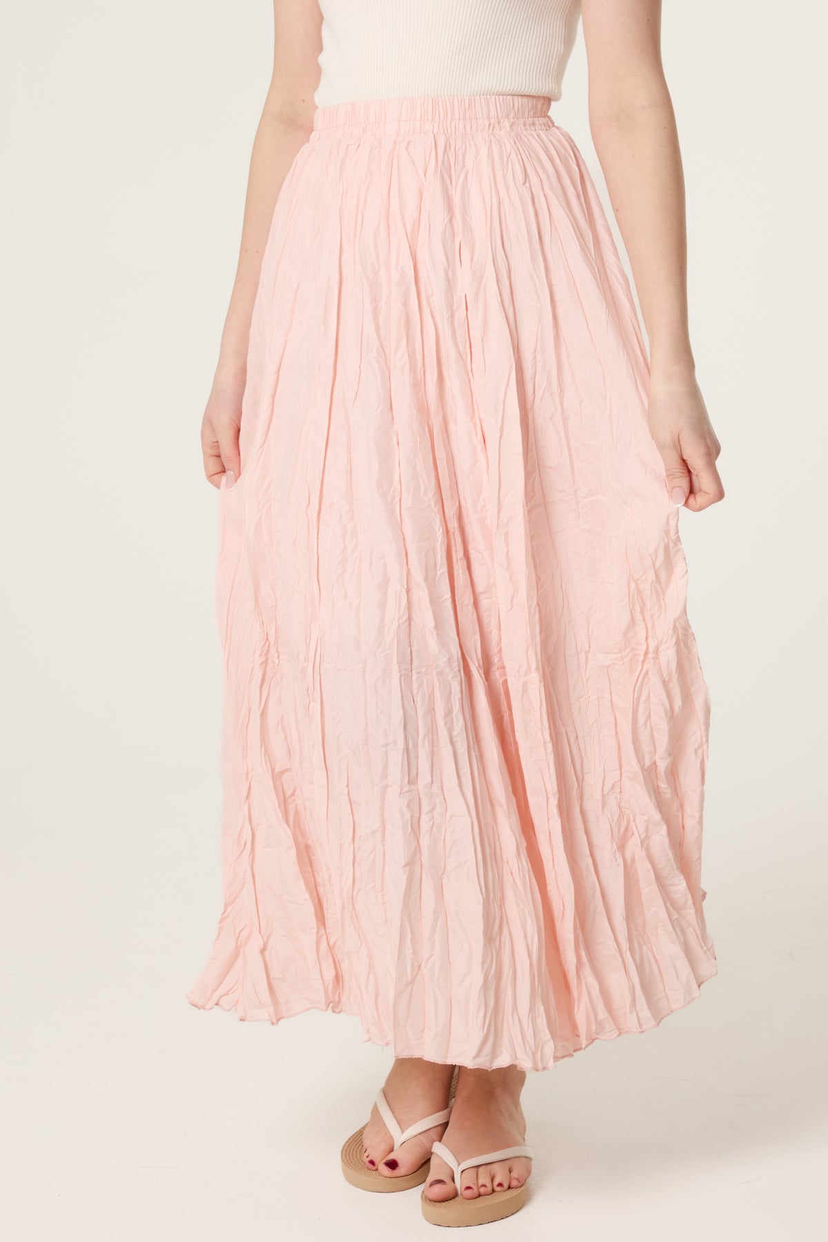 Crinkle Shirred Maxi Skirt