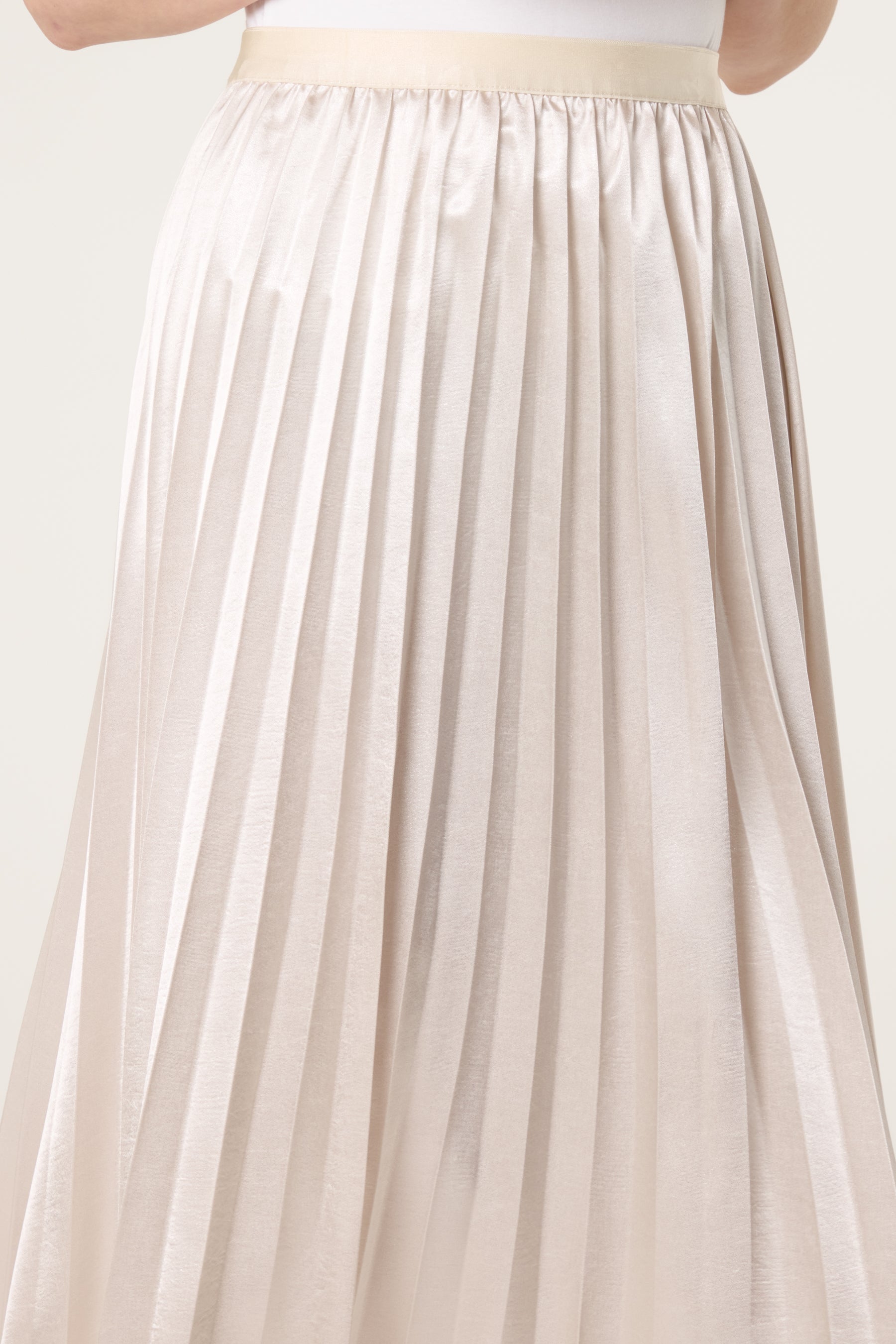Satin Pleated Midi Skirt