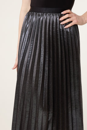 Satin Pleated Midi Skirt