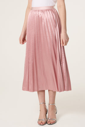 Satin Pleated Midi Skirt