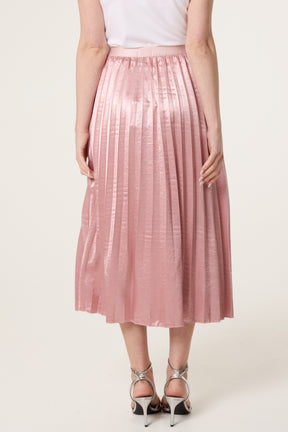 Satin Pleated Midi Skirt