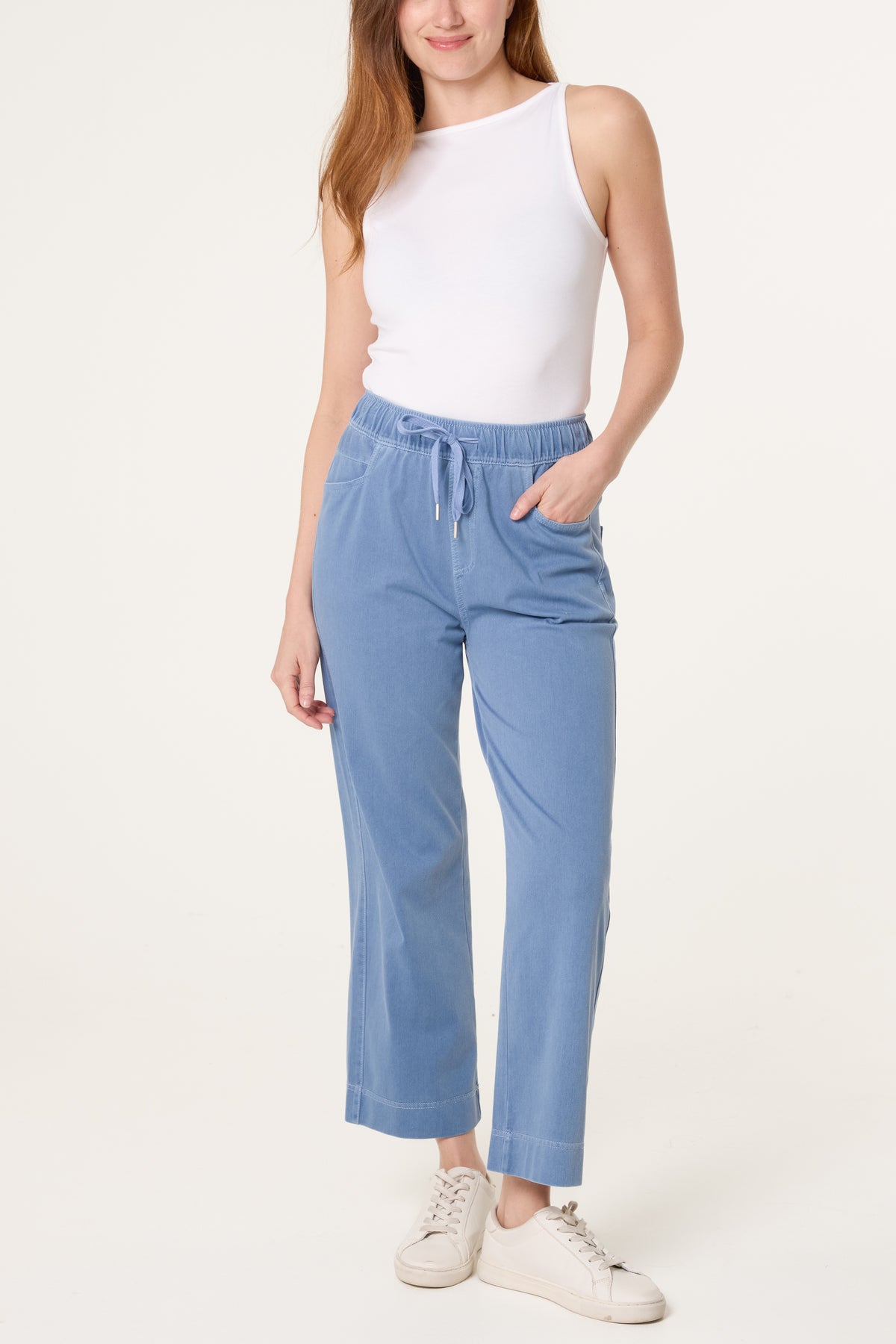 Elastic Waist Denim Trousers
