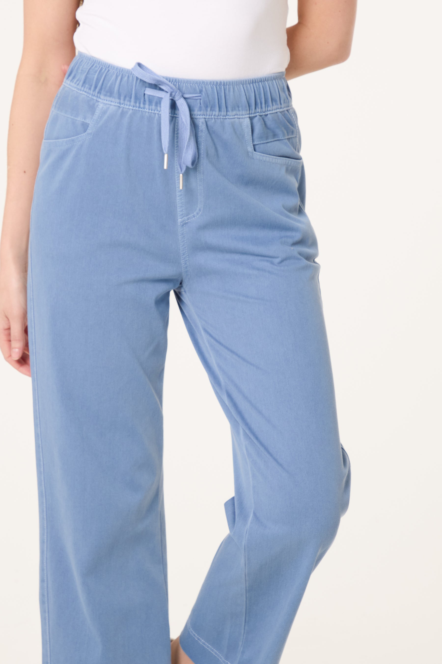 Elastic Waist Denim Trousers