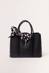 Polkadot Scarf Faux Leather Handbag