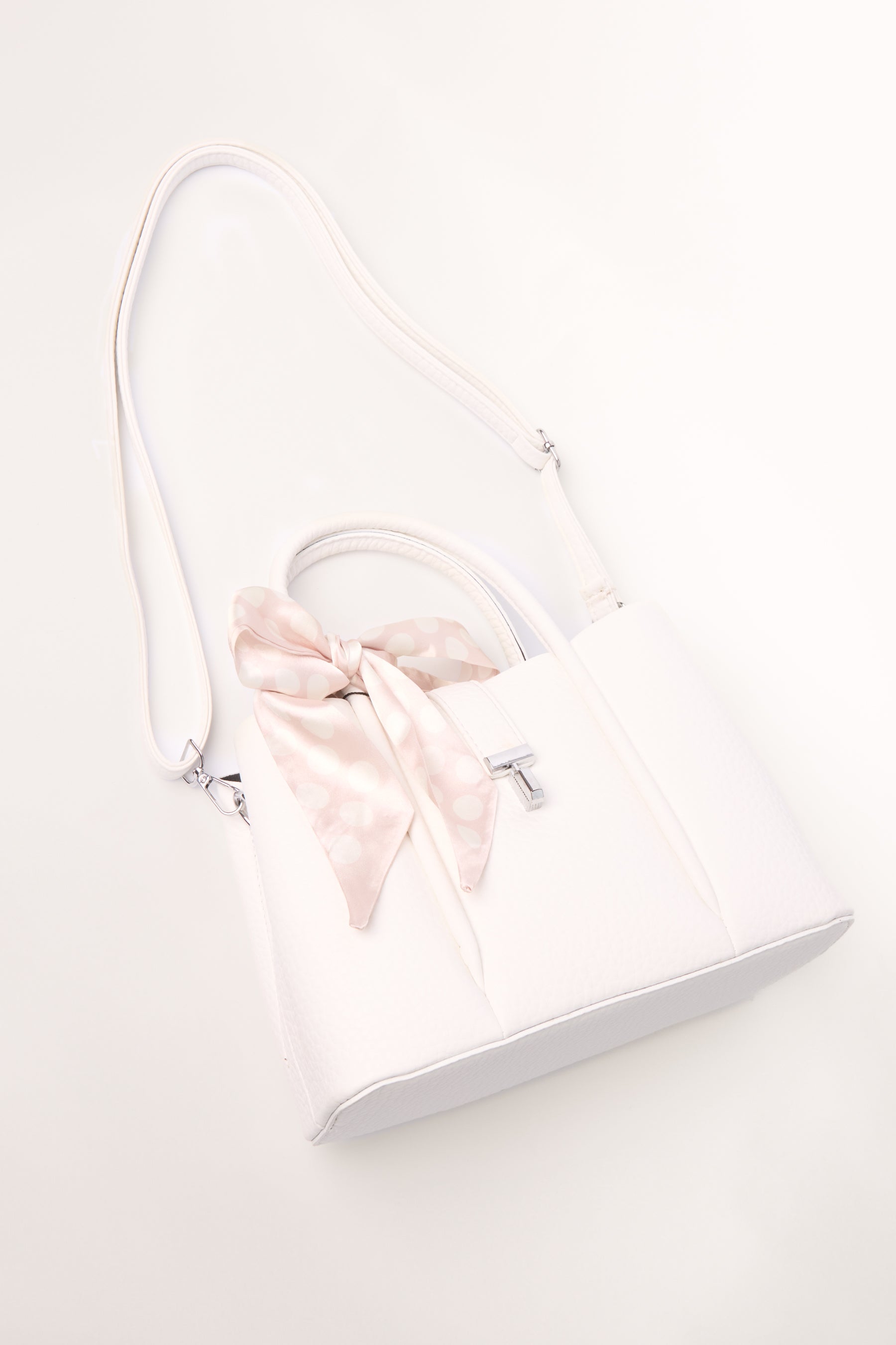 Polkadot Scarf Faux Leather Handbag