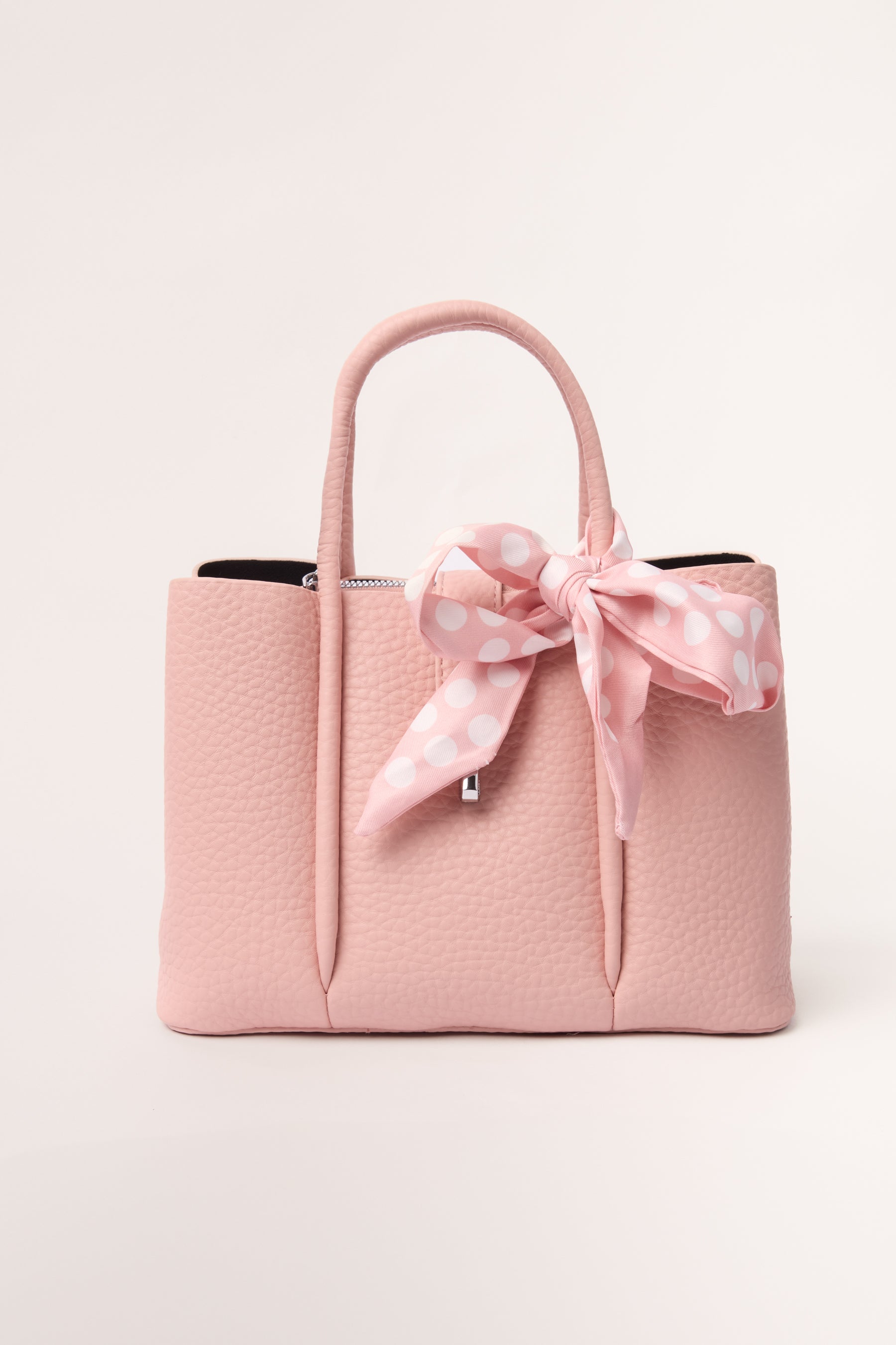 Polkadot Scarf Faux Leather Handbag