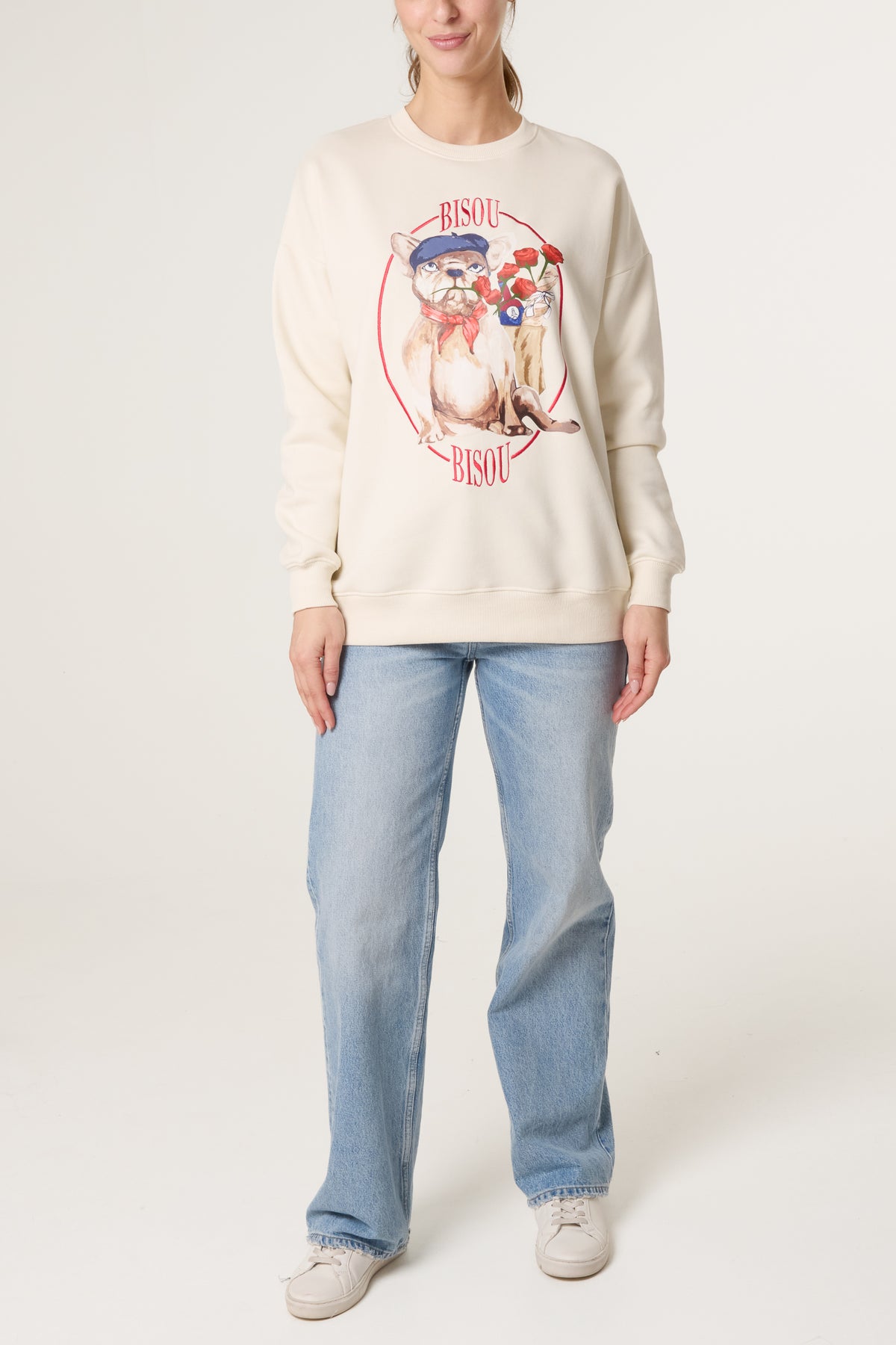 Bisou Dog Embroidery Sweatshirt