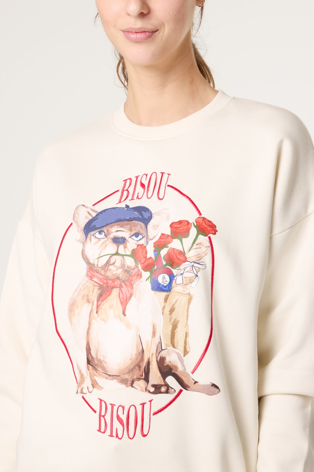 Bisou Dog Embroidery Sweatshirt