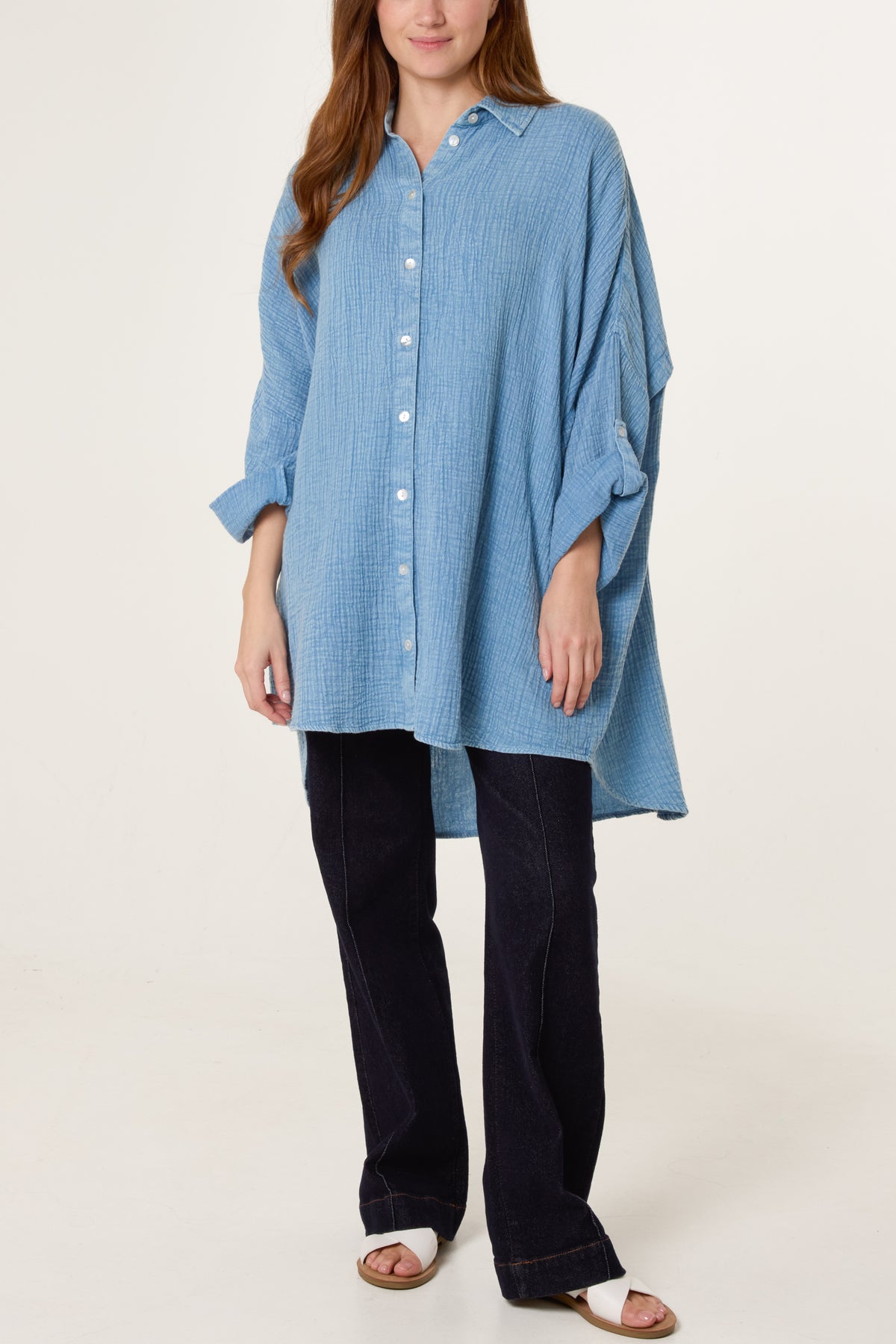 Crinkle Oversized Cotton Shirt