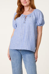 Tie Front Pinstripe Blouse