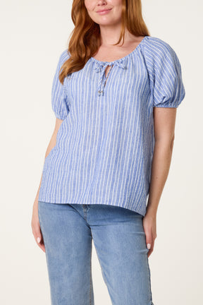 Tie Front Pinstripe Blouse