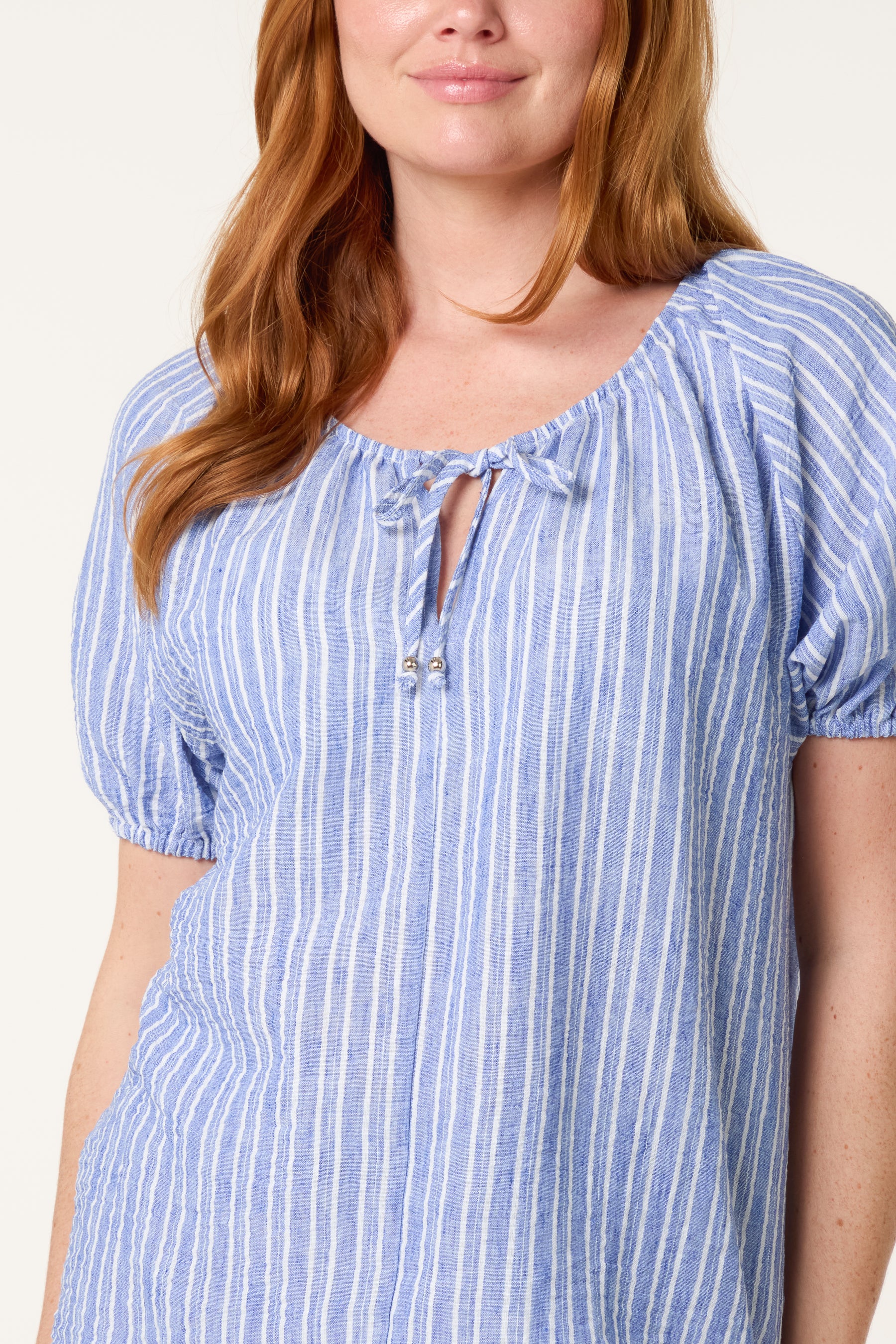 Tie Front Pinstripe Blouse