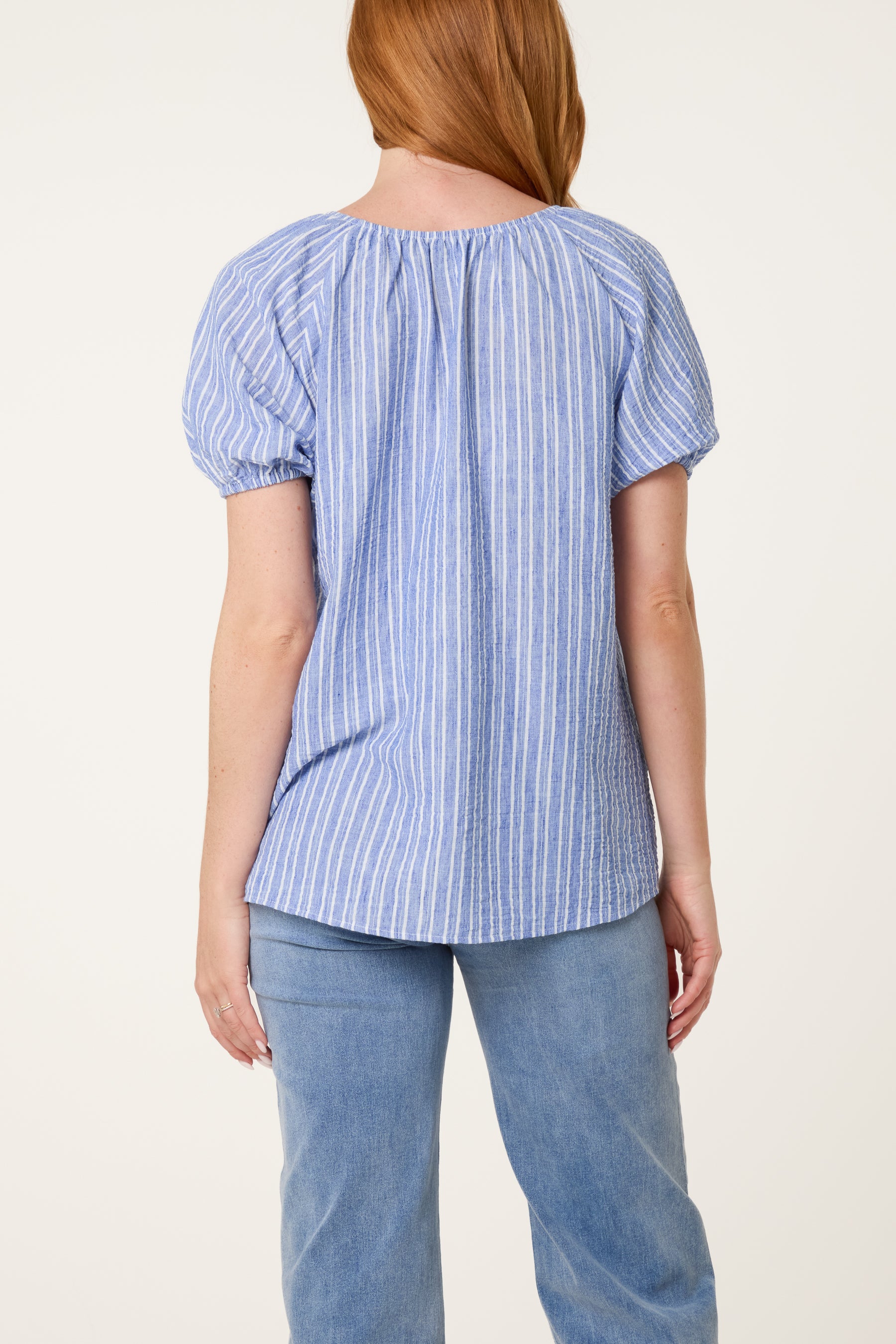 Tie Front Pinstripe Blouse