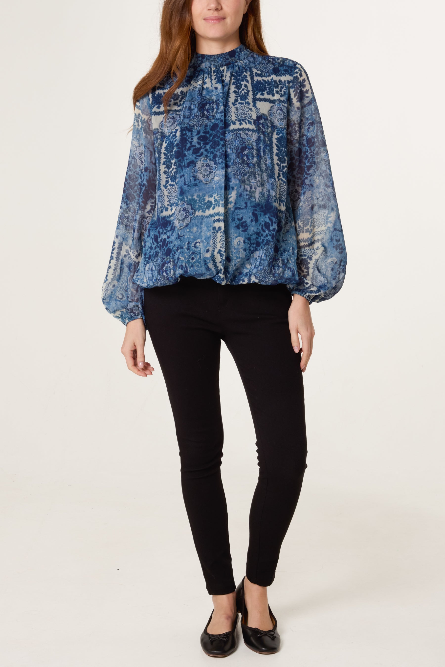 Baroque High Neck Puffball Top