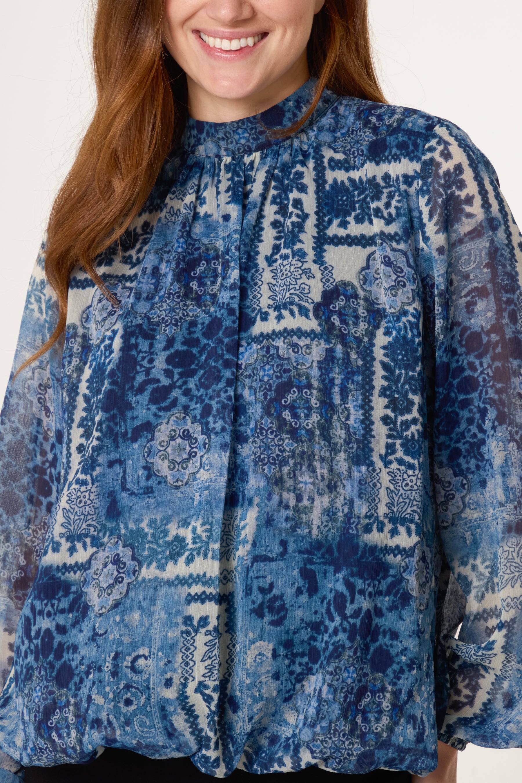 Baroque High Neck Puffball Top