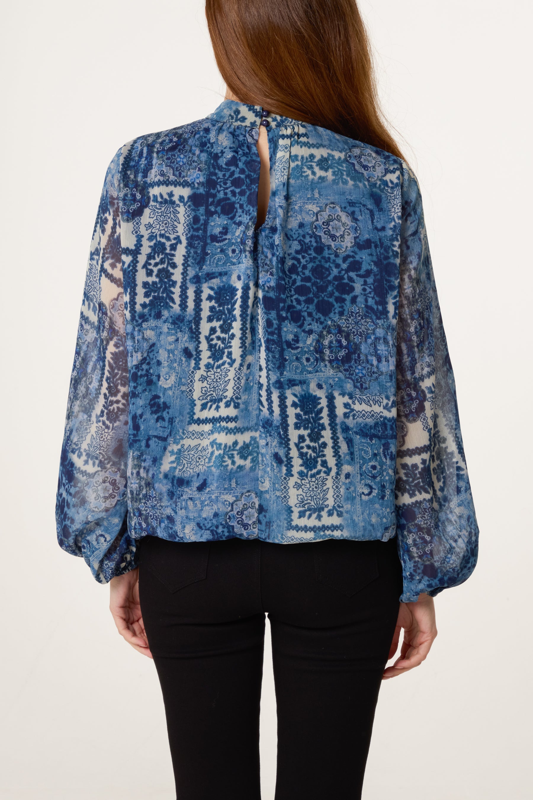 Baroque High Neck Puffball Top