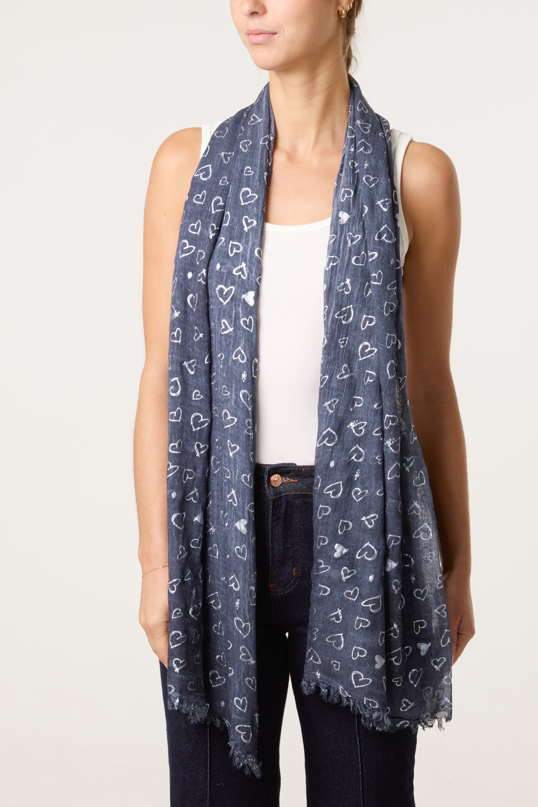 Doodle Heart Pattern Scarf