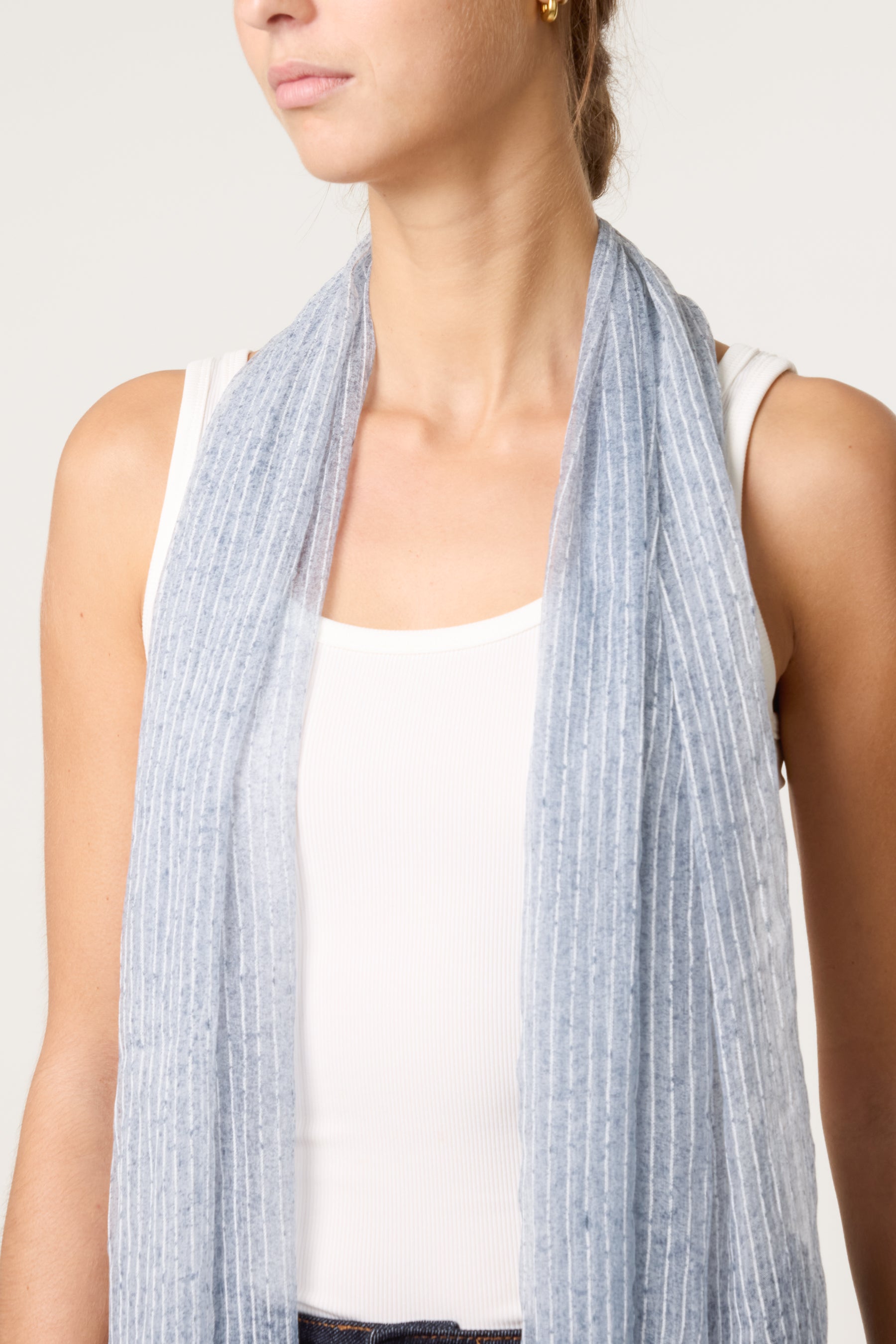 Pinstripe Pattern Hem Scarf