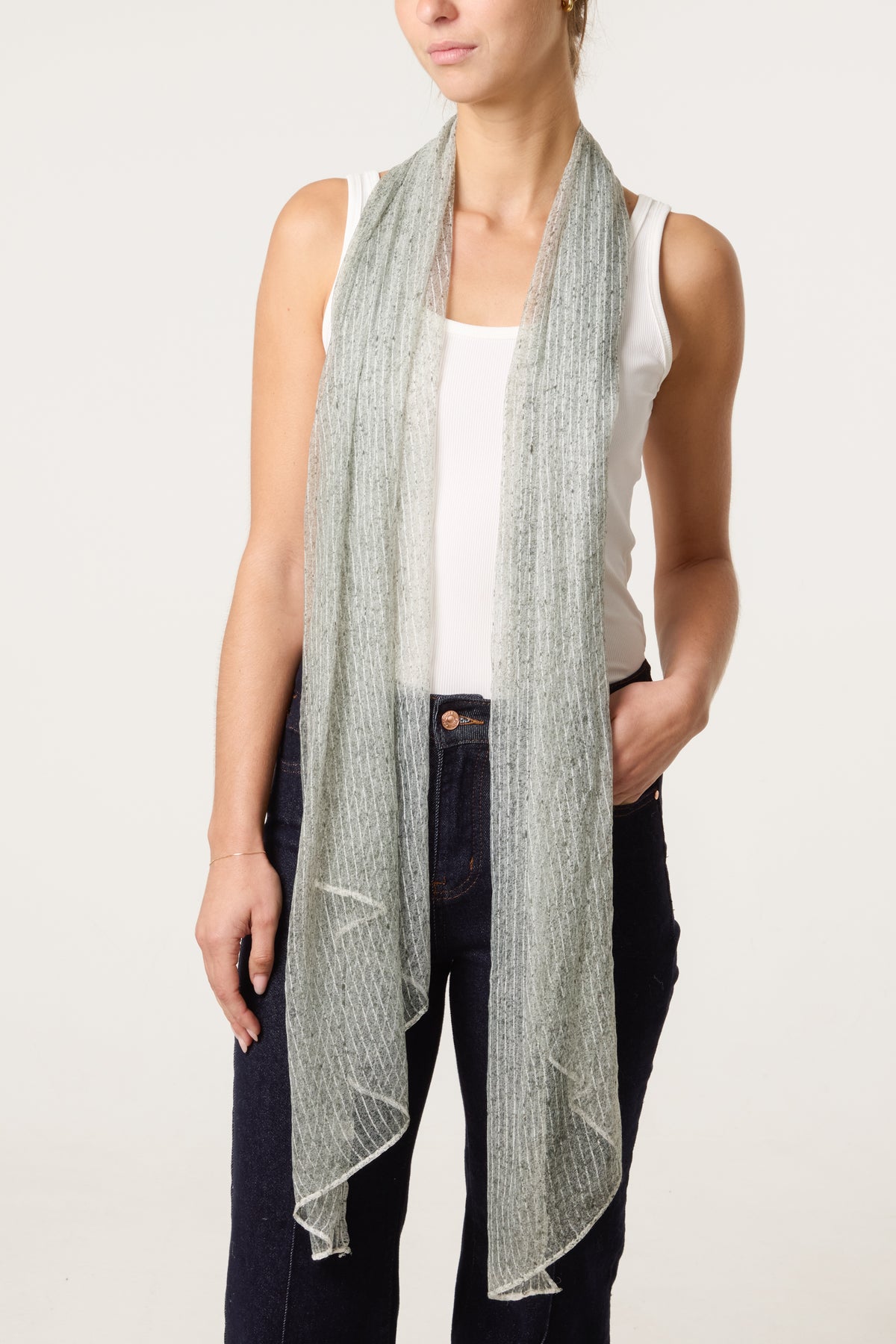 Pinstripe Pattern Hem Scarf