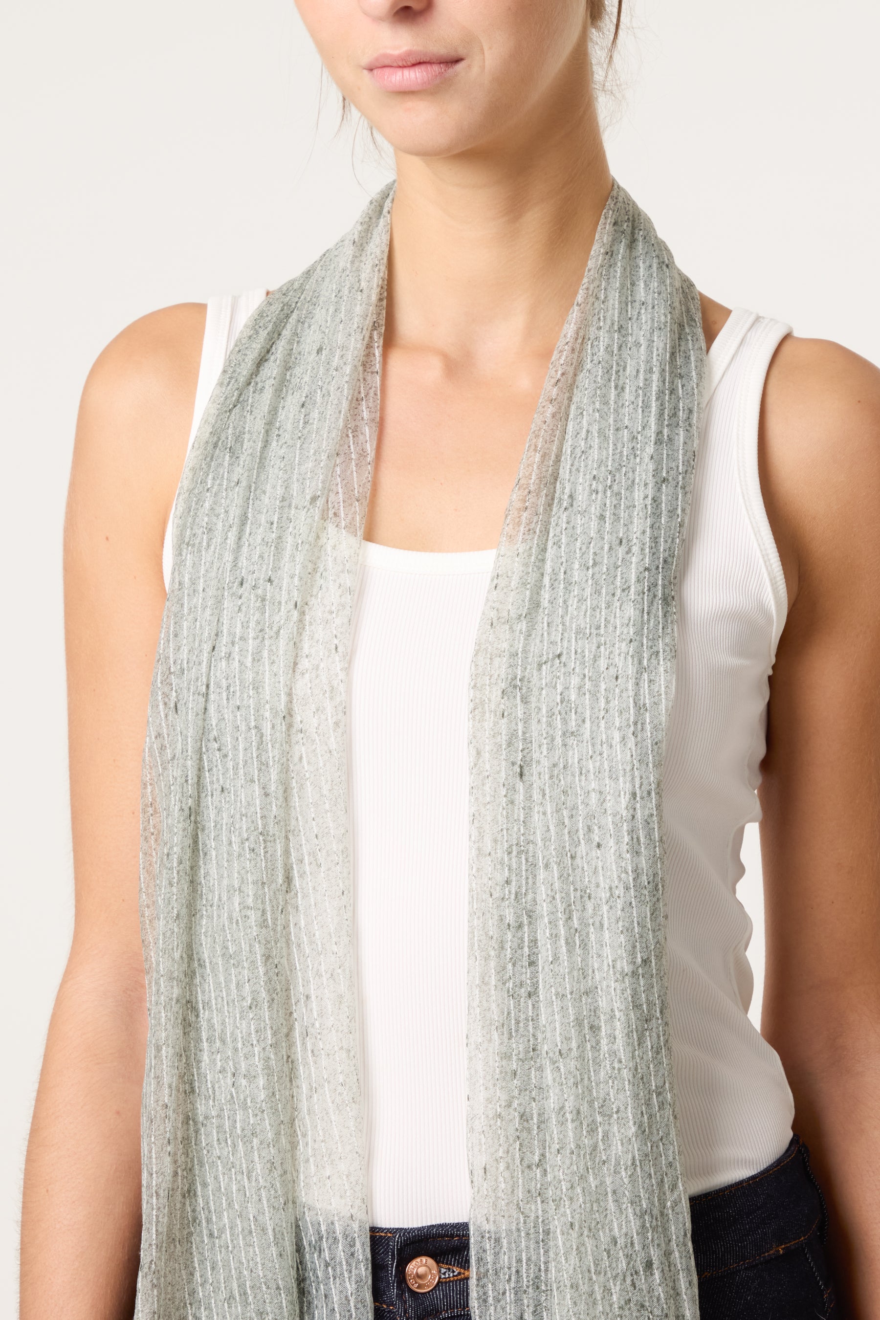 Pinstripe Pattern Hem Scarf