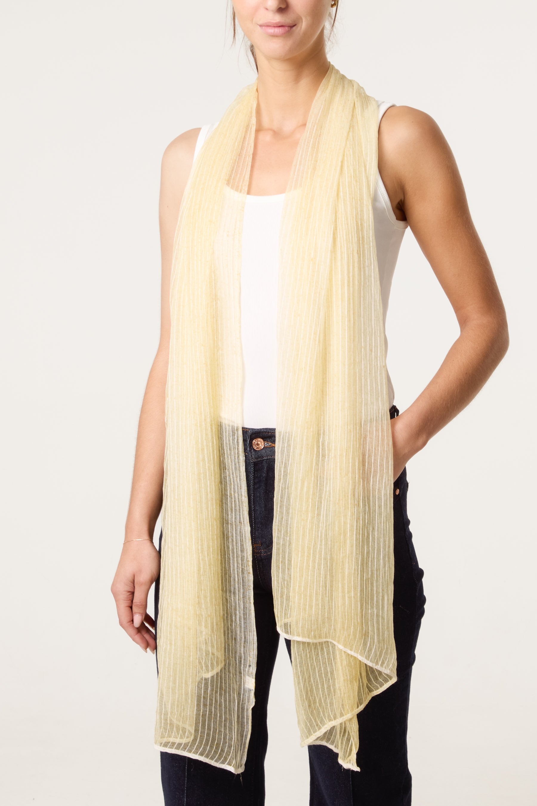 Pinstripe Pattern Hem Scarf