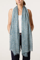 Gold Leaf Print Scarf
