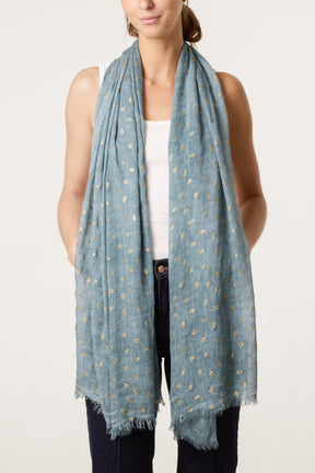 Gold Leaf Print Scarf