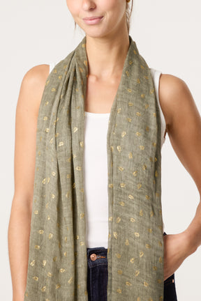 Gold Leaf Print Scarf
