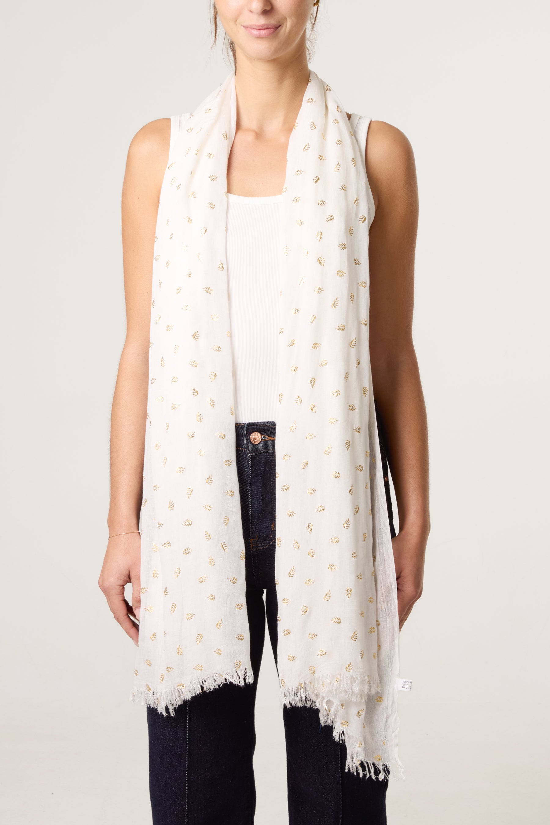 Gold Leaf Print Scarf