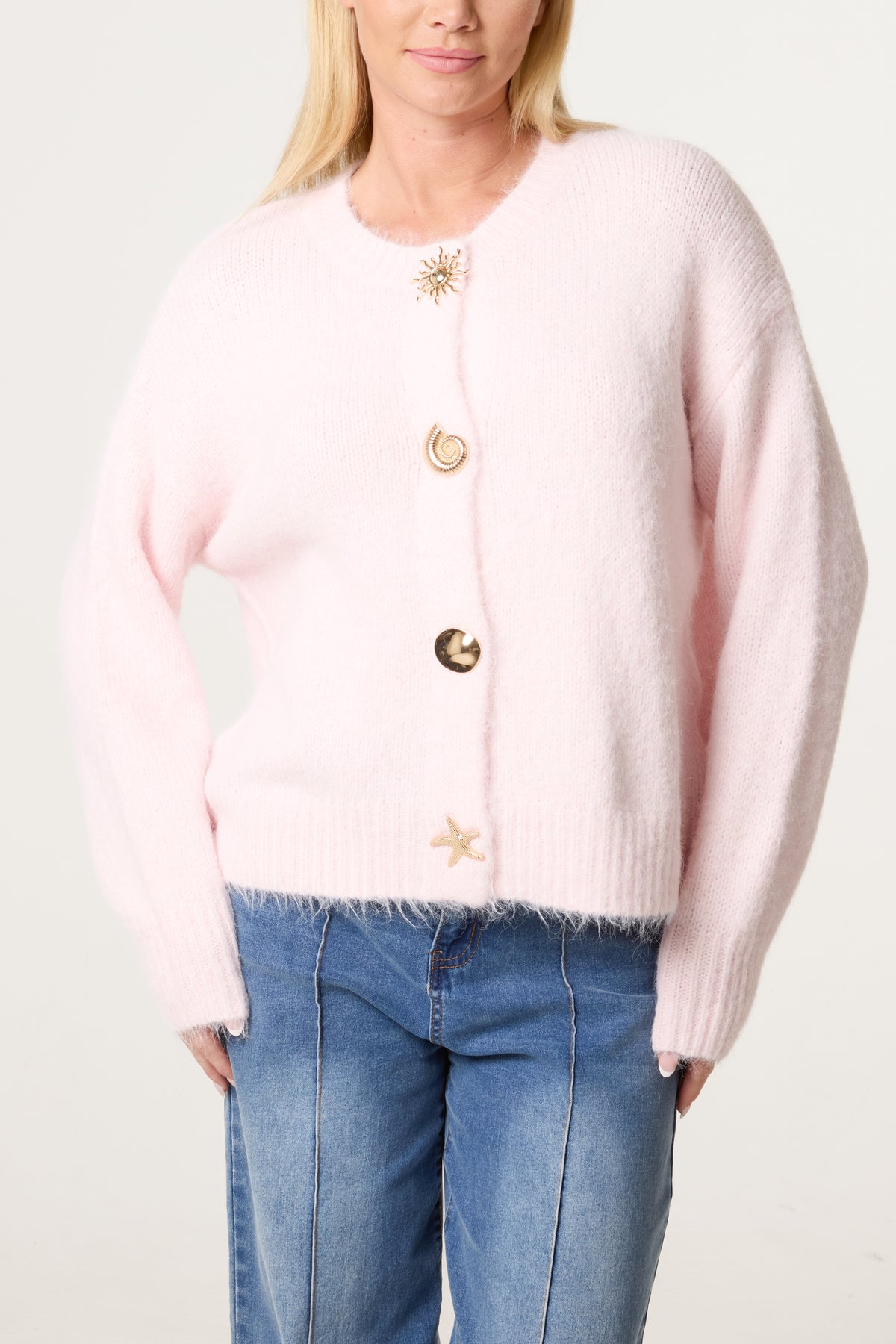 Gold Summer Buttons Knit Cardigan
