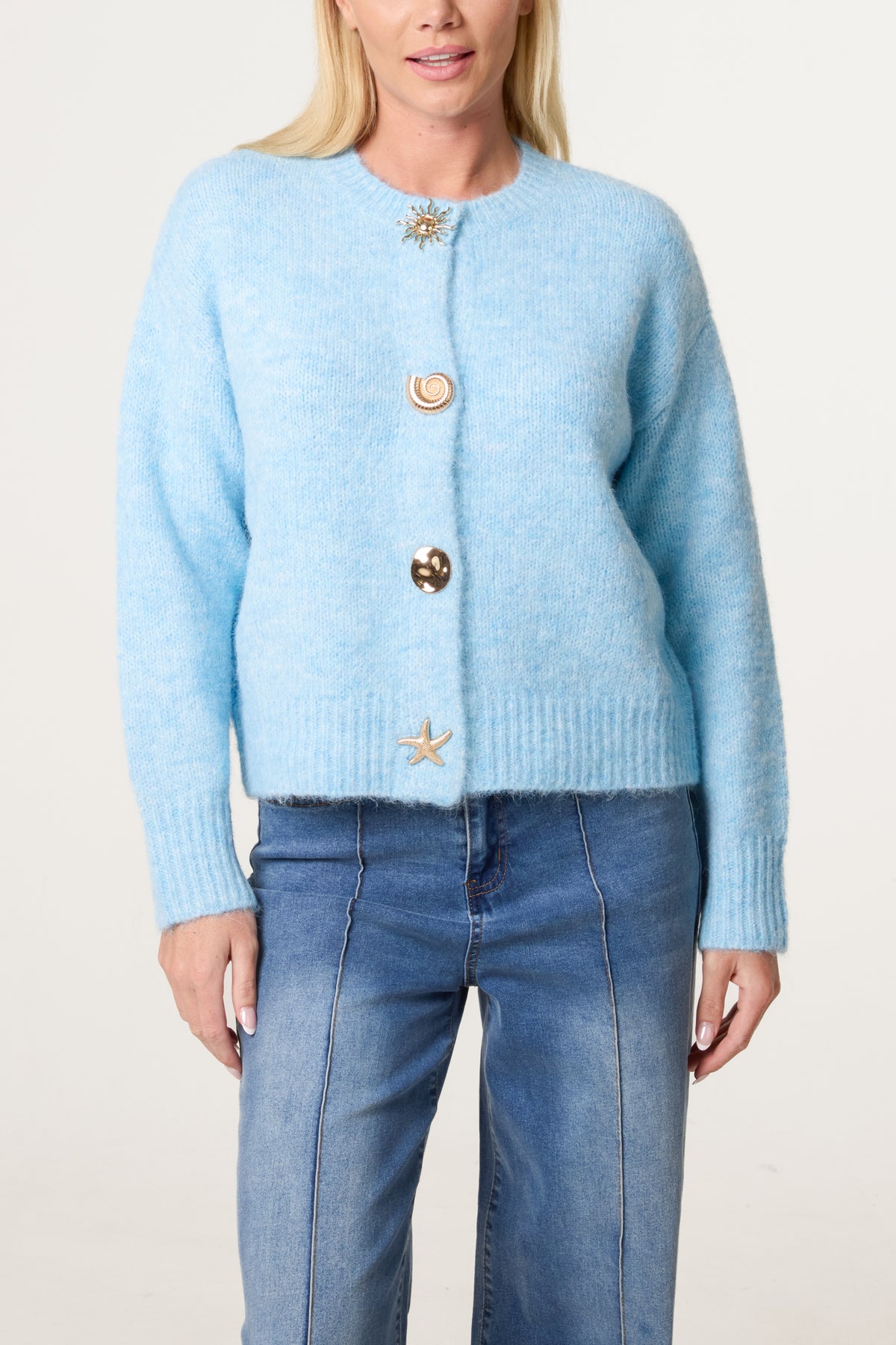 Gold Summer Buttons Knit Cardigan