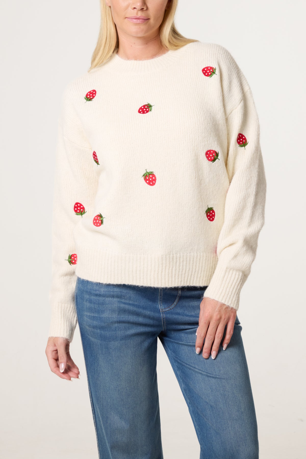 Embroidery Strawberry Knit Jumper
