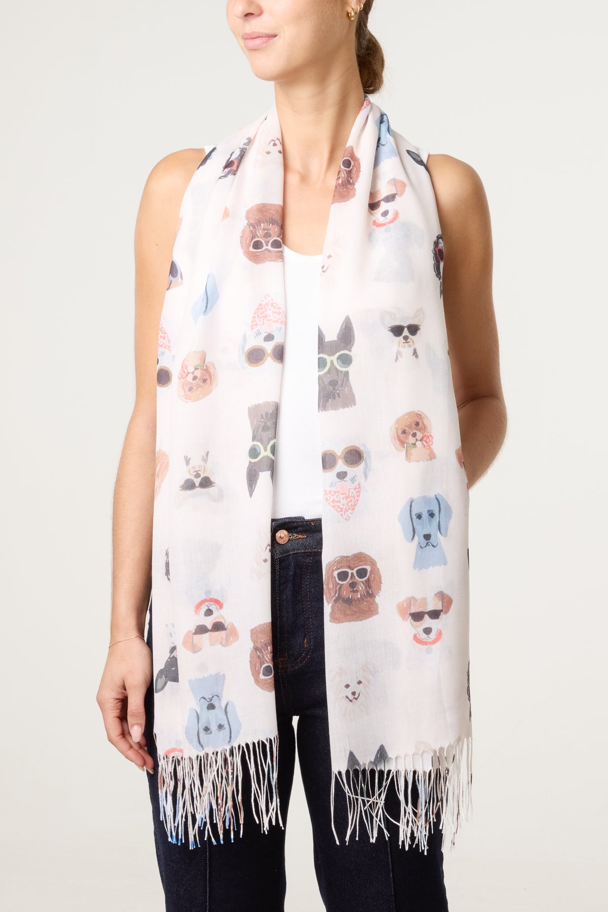 Sunglass Dogs Print Scarf