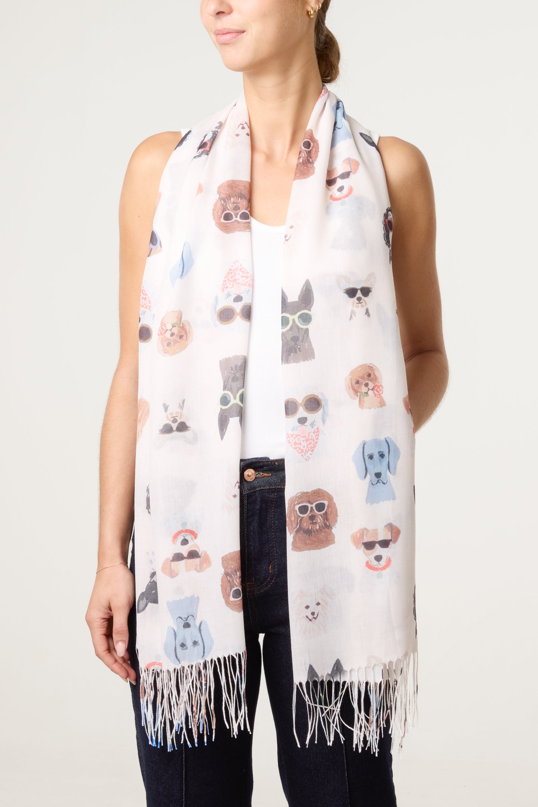 Sunglass Dogs Print Scarf