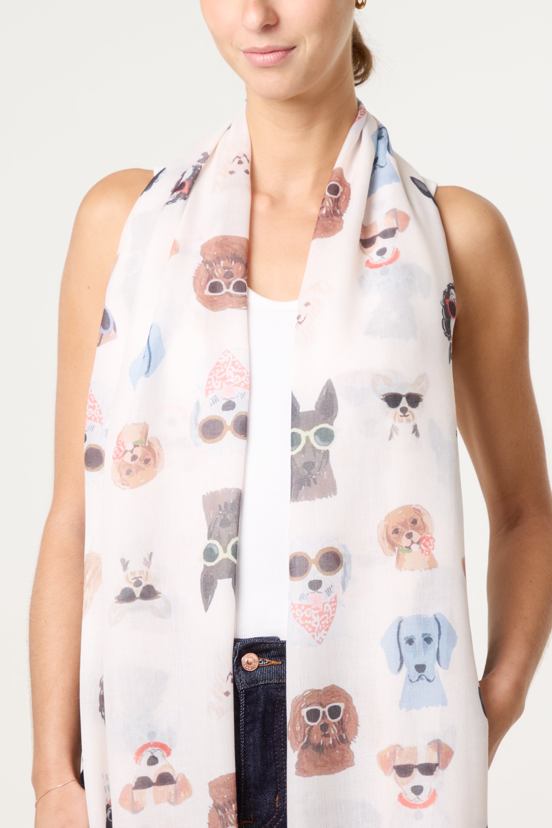Sunglass Dogs Print Scarf
