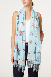 Sunglass Dogs Print Scarf