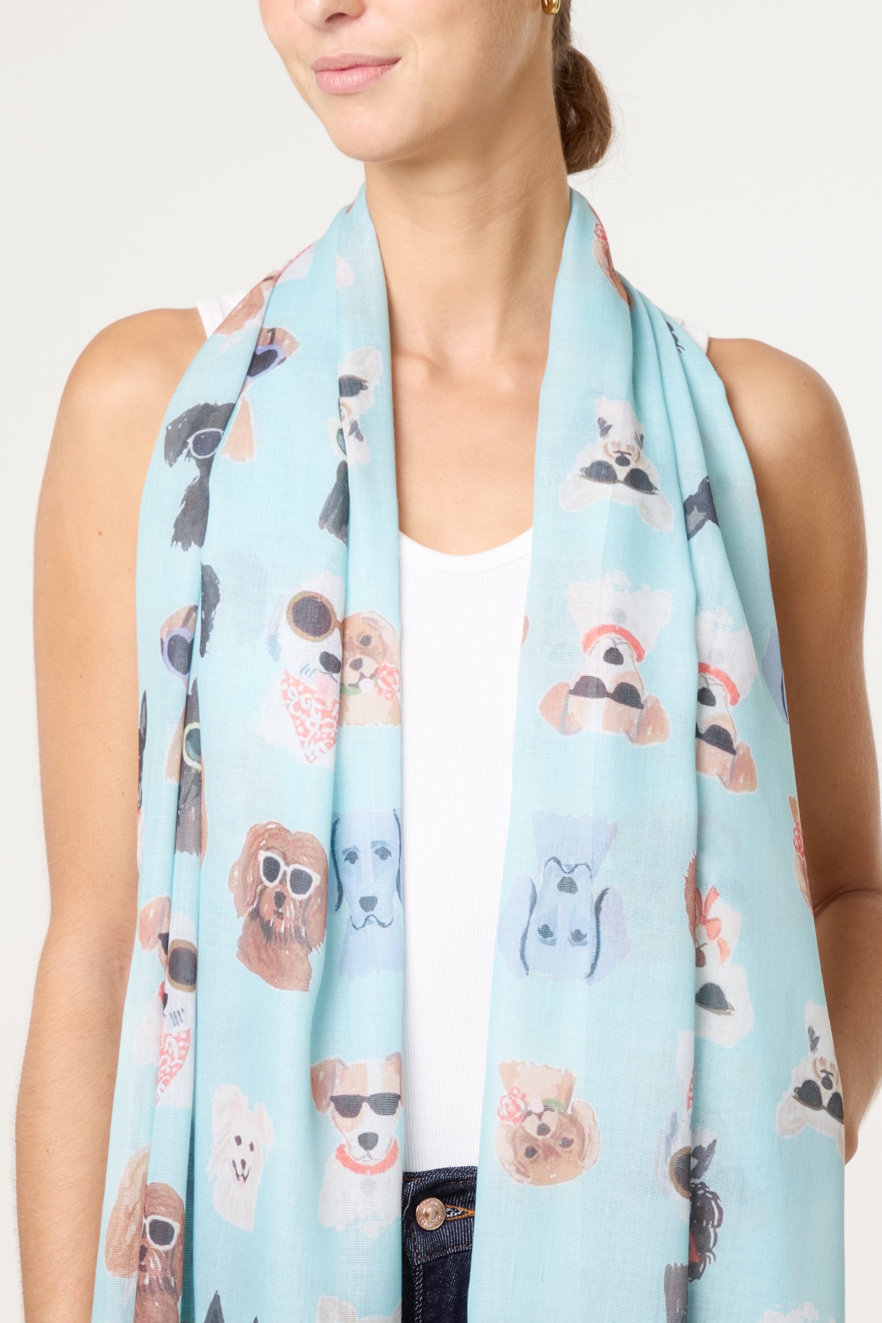 Sunglass Dogs Print Scarf