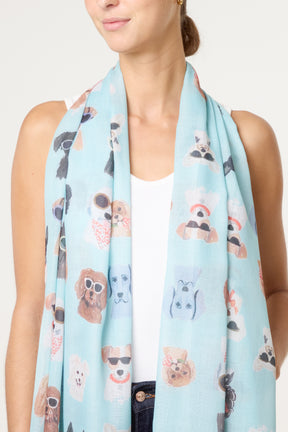 Sunglass Dogs Print Scarf
