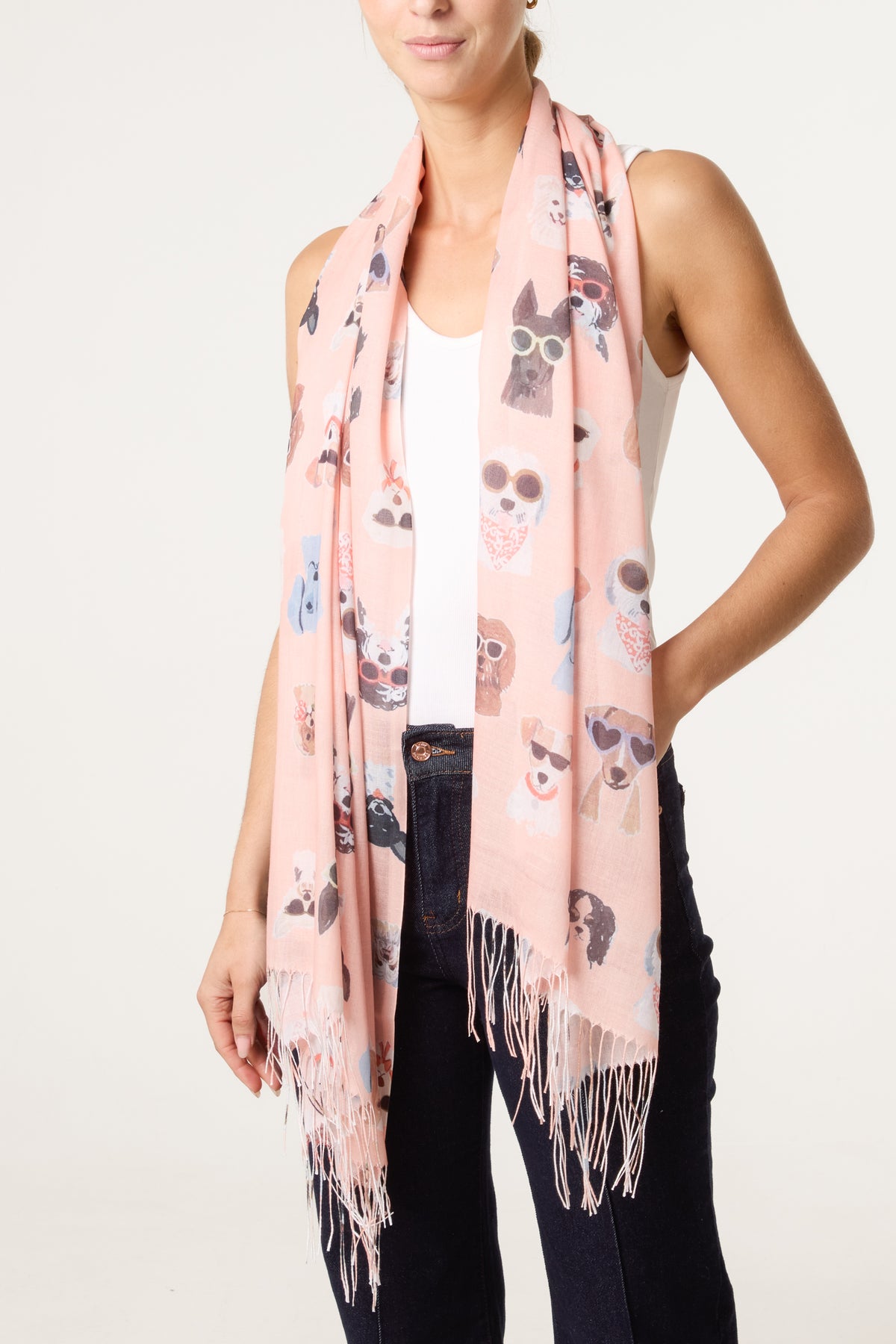 Sunglass Dogs Print Scarf
