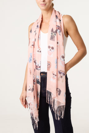 Sunglass Dogs Print Scarf
